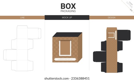 Box packaging and mockup die cut template