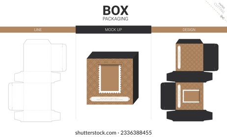 Box packaging and mockup die cut template