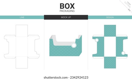 Box packaging and mockup die cut template