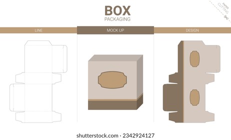 Box packaging and mockup die cut template