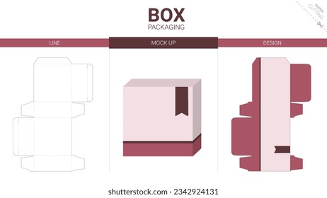 Box packaging and mockup die cut template