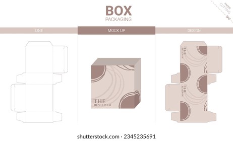 Box packaging and mockup die cut template