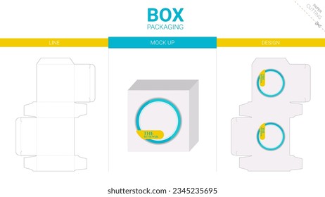 Box packaging and mockup die cut template