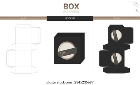 Box packaging and mockup die cut template