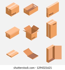 box packaging on white background , Isometric