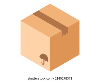 embalaje de caja en fondo blanco, isométrico