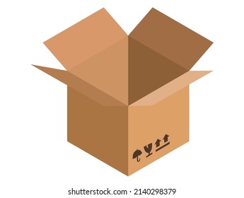 embalaje de caja en fondo blanco, isométrico