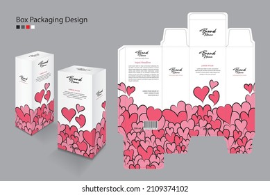 Box, Packaging Template for cosmetic, Supplement, spa, Beauty, food, Hair, Skin, lotion, medicine, cream. 3d boxes mockups. product design creative idea. Valentine's day concept, Pink heart vector