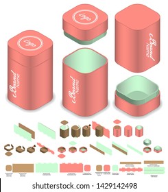 Box packaging template design. 3d mock-up