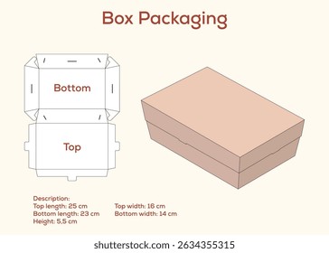 Box Packaging Template with Dimensions – Foldable Product Package Die Cut Layout with 3D Preview