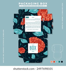 Plantilla de embalaje de caja con diseño floral 72