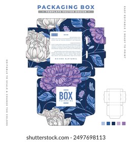 Plantilla de embalaje de caja con diseño floral 71