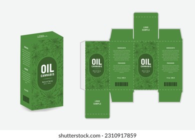 Box, packaging template for product design. Packaging design vector, black and green oil box template	
