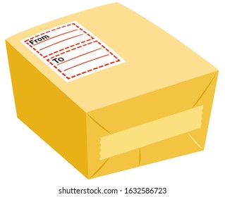 Box packed for delivery against white background