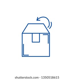 Box packing line icon concept. Box packing flat  vector symbol, sign, outline illustration.