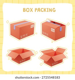 Box Packing and Shipping Illustration Set