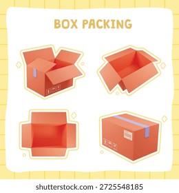 Box Packing and Shipping Illustration Set