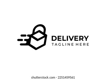 caja con paquete de candado orden de entrega ilustración logotipo de logística