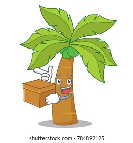 With box palm tree character cartoon
