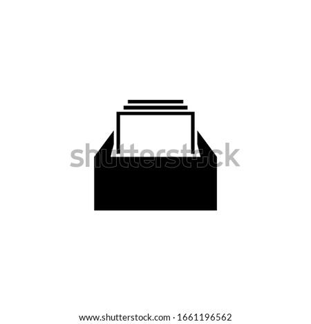 Box of Paper Office Document, Archive. Flat Vector Icon illustration. Simple black symbol on white background. Box of Paper Office Document, Archive sign design template for web and mobile UI element