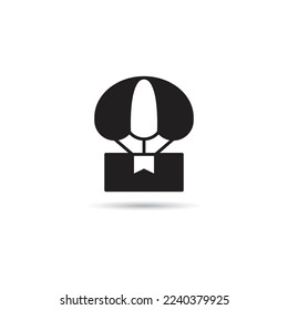 box with parachute icon on white background