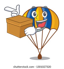 With box parachute isolated with in the cartoons