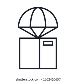 box in parachute military force line and fill style icon vector illustration design