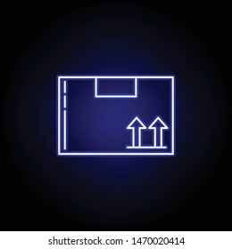 box parcel line icon in blue neon style. Set of logistics illustration icons. Signs, symbols can be used for web, logo, mobile app, UI, UX