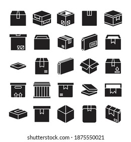 box and parcel package icons set glyph design