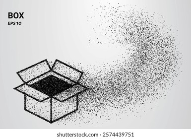 Box of particles. Box consists of small circles. Vector illustration.

