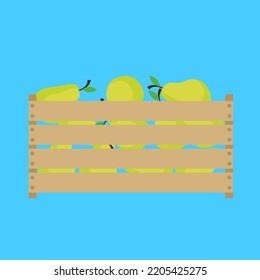 Box with pears, illustration, vector, cartoon