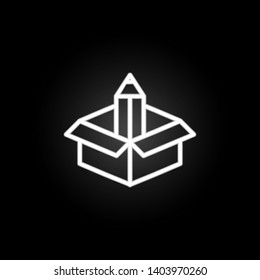 Box and pencil neon icon. Elements of education set. Simple icon for websites, web design, mobile app, info graphics