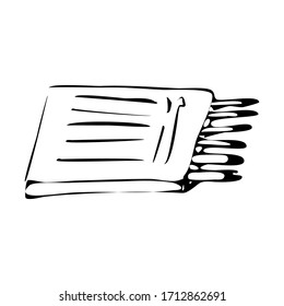 A box of pencils on a white isolated background. Sketch. Scrawl.  Vector illustration