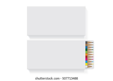 Box with pencils for your design and logo. Easy to change colors. EPS10