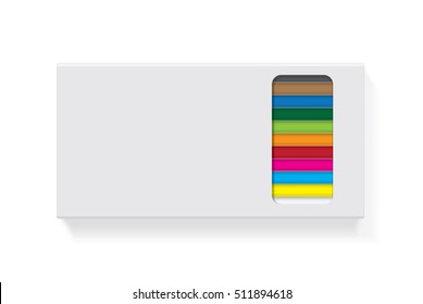 Box with pencils for your design and logo. Easy to change colors. EPS10