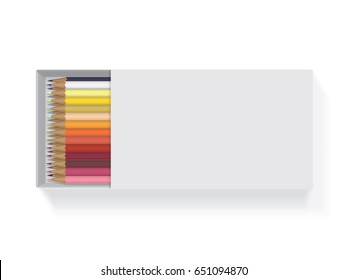 Box with pencils for your design and logo. Easy to change colors. Mock up. Vector EPS10