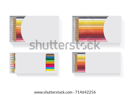 Box with pencils for your design and logo. Easy to change colors. Mock up. Vector EPS10