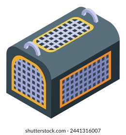 Box pet icon isometric vector. Cat carrier. Open transport