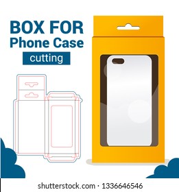 Box for Phone Case. Box cutting. Orange box with white phone case