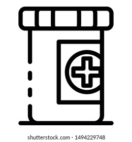 Box of pills icon. Outline box of pills vector icon for web design isolated on white background
