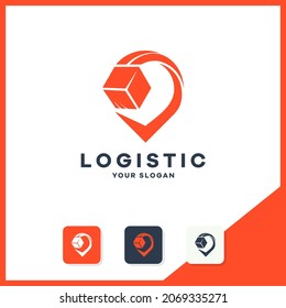 box with pin location forming a check mark logo
