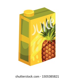 Box With Pineapple Juice. Vector Illustration On A White Background.