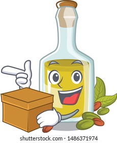 With box pistachio oil above tables cartoon wood