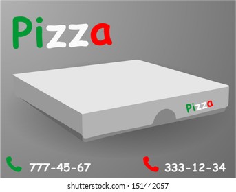 Box with pizza. Advertise pizza order
