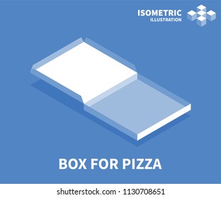 Box for pizza icon. Isometric template for web design in flat 3D style. Vector illustration.