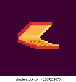 box with pizza. Pixel art. Old school computer graphic style.  Game assets