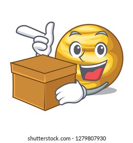 With box planet ray venus above sky cartoon