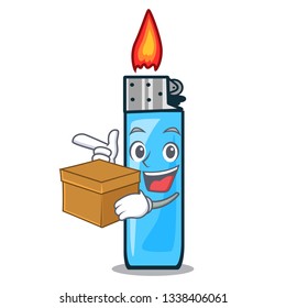 With box plastic lighters isolated in the cartoon