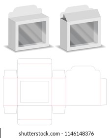 Box With Plastic Window Die Cut Mock Up Template Vector.