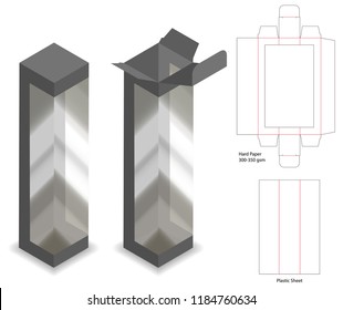box with plastic window mockup with dieline